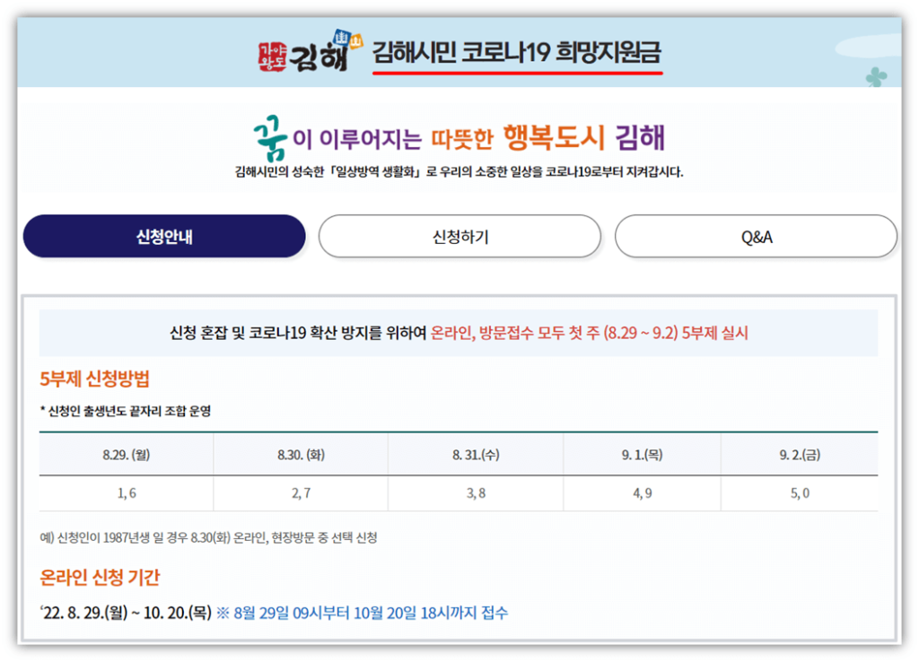 김해시-희망지원금-10만원-신청-사이트-바로가기